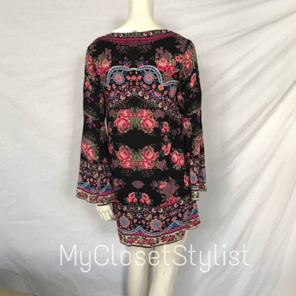 Anthropologie Belled Sleeves Boho Mini Dress S NWT - Picture 4 of 4